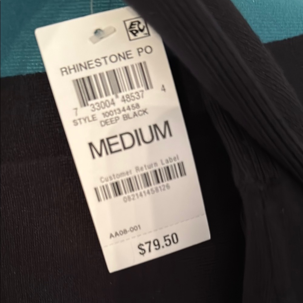 Black Boatneck Sweater with Sparkly Buttons down the Sleeve - Picture 3 of 5